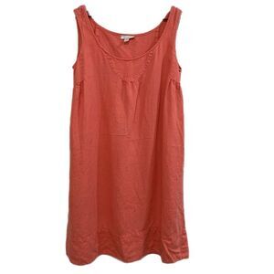 Garnet Hill Linen Dress Women’s 4 Orange Sleeveless Scoop Neck Relaxed.